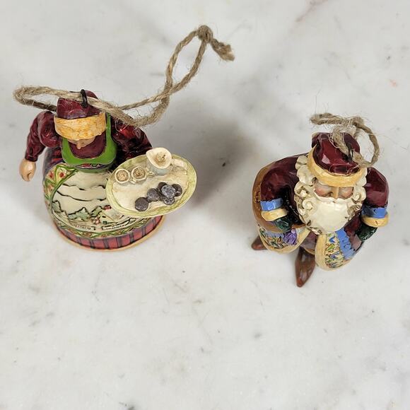 Jim Shore Heartwood Creek Santa & Mrs. Claus Ornament Pair 4” Christmas Couple - Picture 5 of 16